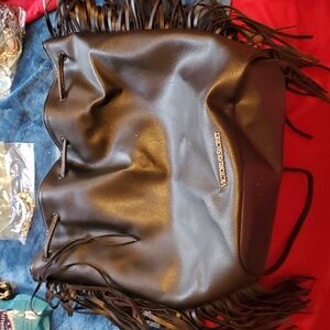 Victoria Secret leather fringed backpack